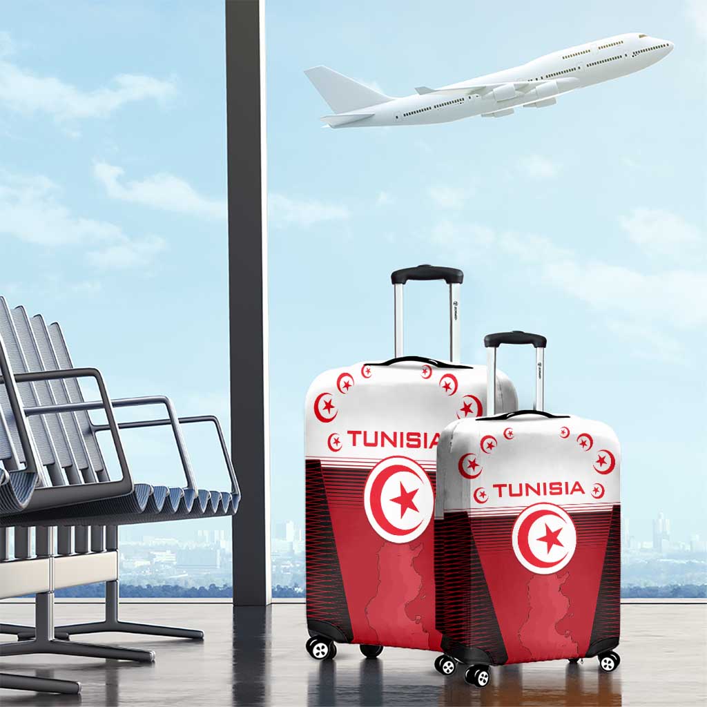 Tunisia Patriotic Luggage Cover with National Crest, Crescent Star and Country Map TS04