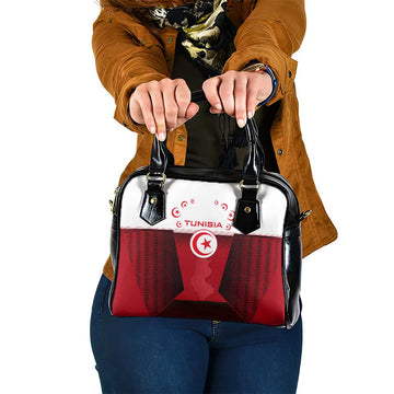 Tunisia Patriotic Shoulder Handbag with National Crest, Crescent Star and Country Map TS04