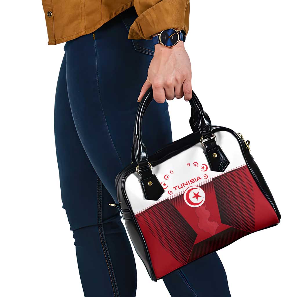Tunisia Patriotic Shoulder Handbag with National Crest, Crescent Star and Country Map TS04