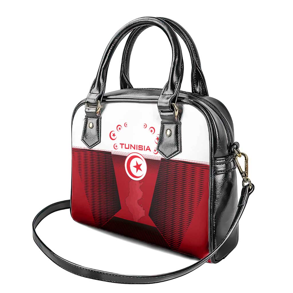 Tunisia Patriotic Shoulder Handbag with National Crest, Crescent Star and Country Map TS04