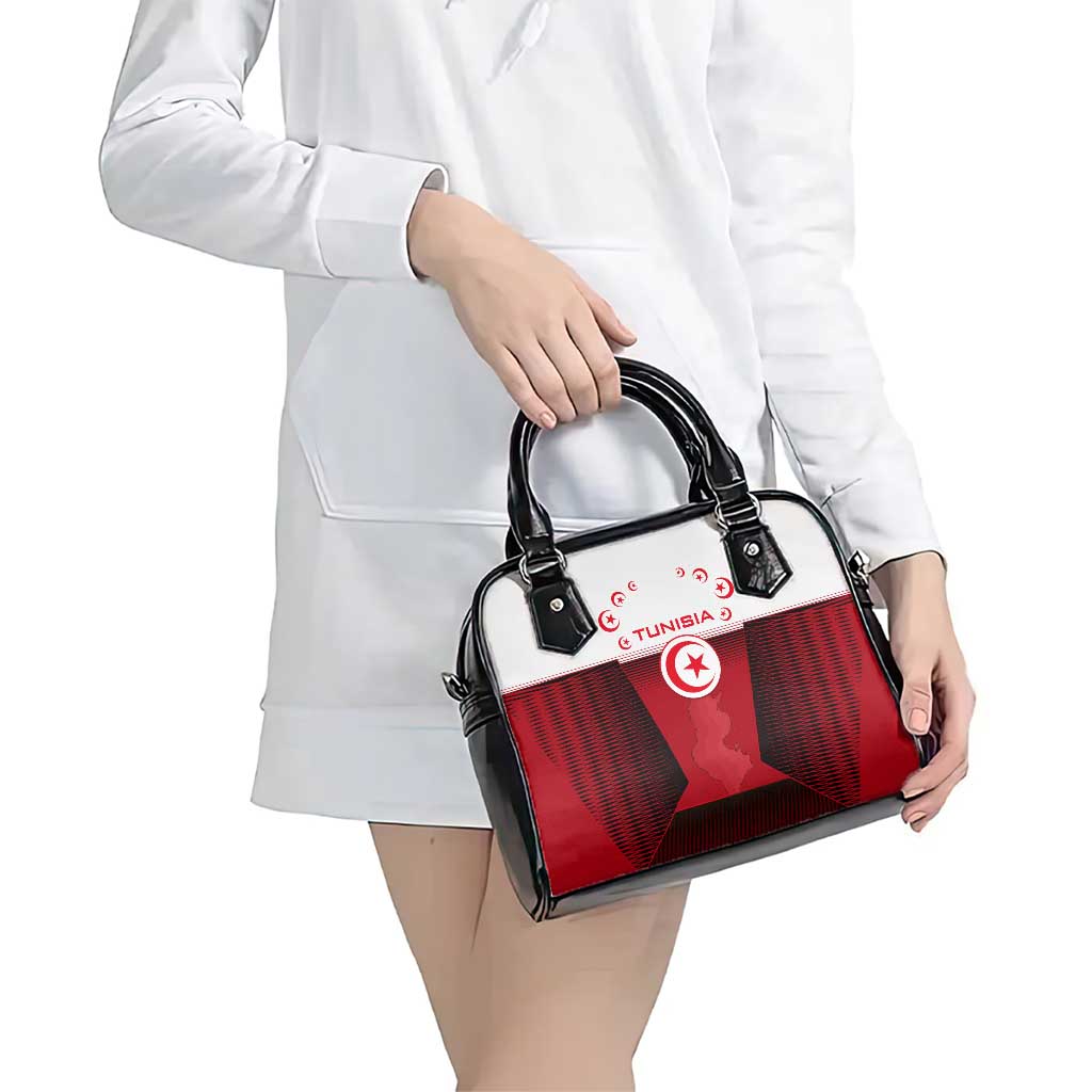 Tunisia Patriotic Shoulder Handbag with National Crest, Crescent Star and Country Map TS04