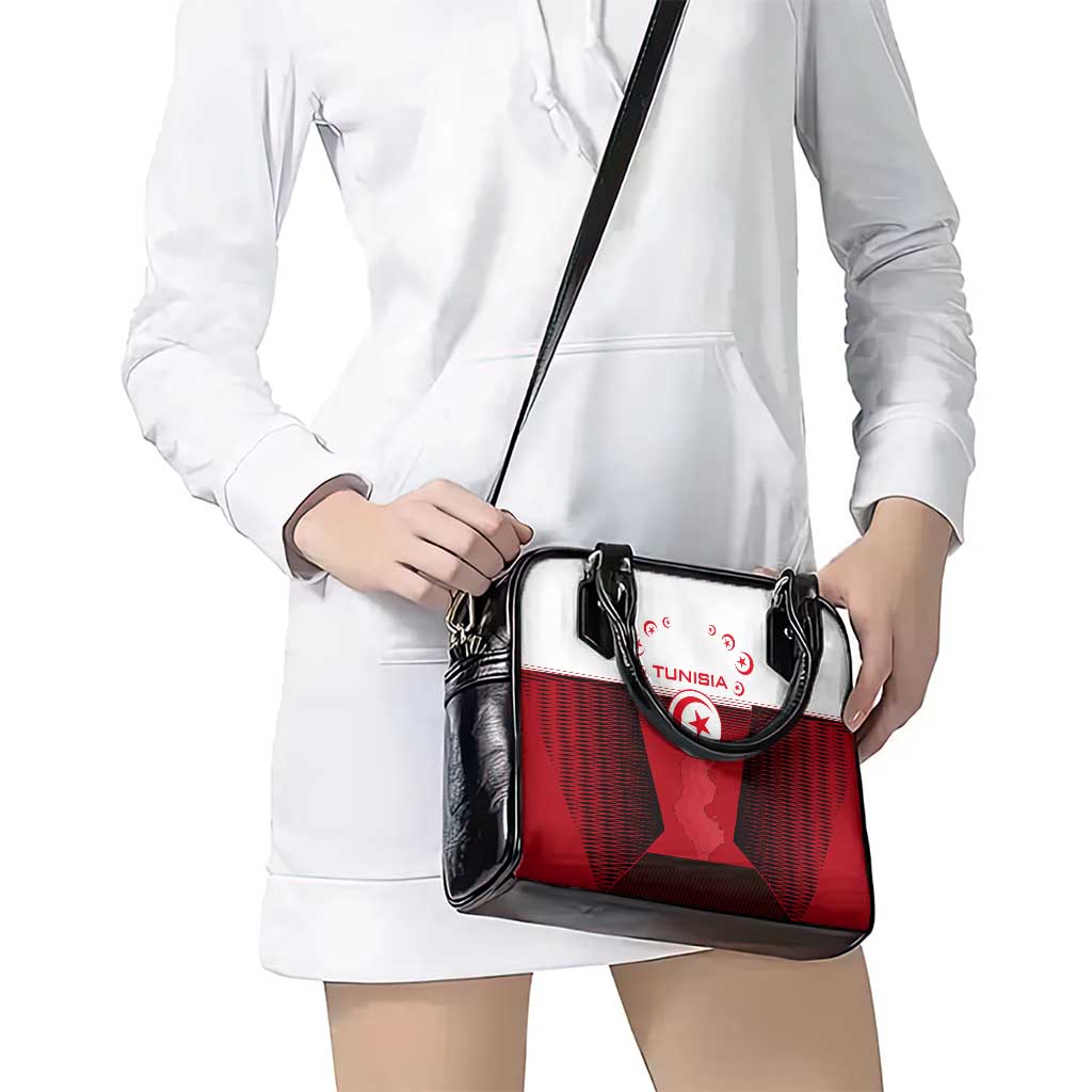 Tunisia Patriotic Shoulder Handbag with National Crest, Crescent Star and Country Map TS04