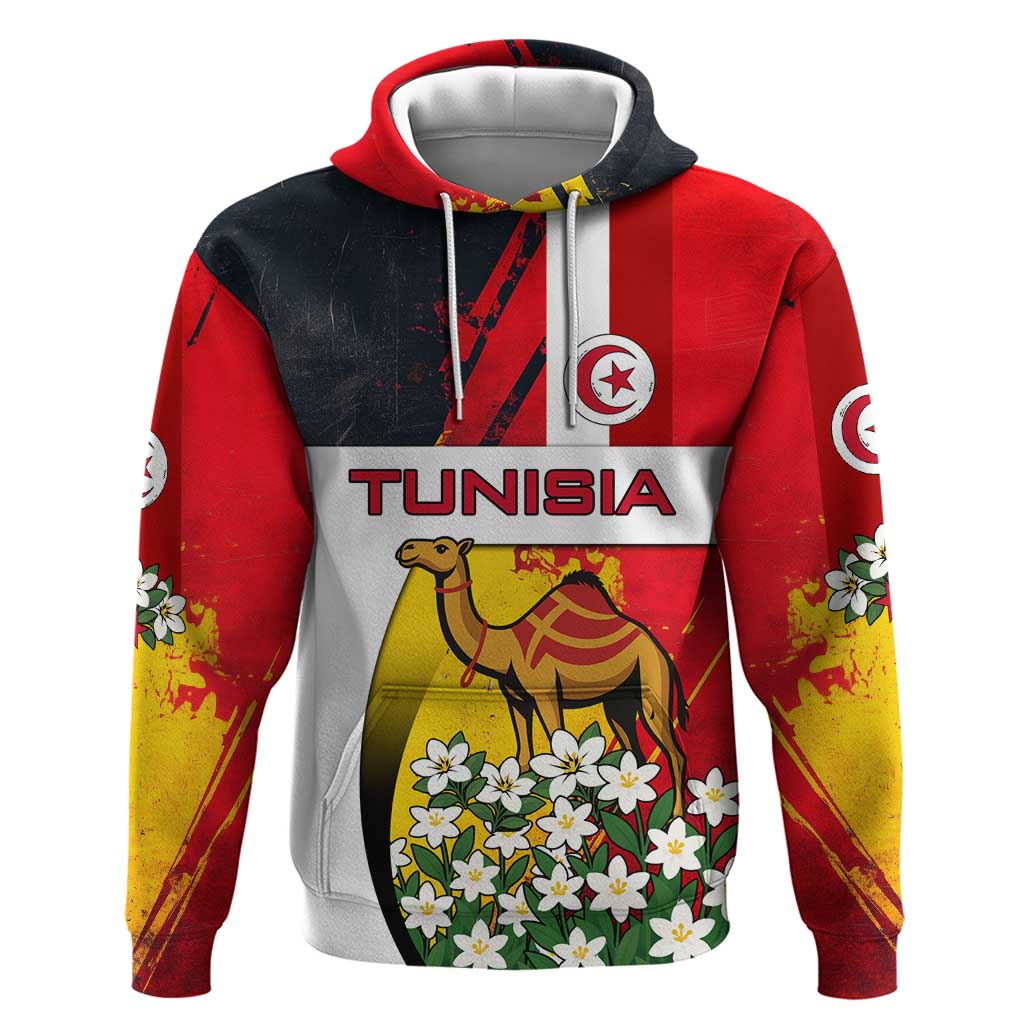 Tunisia Hoodie with Camel, Jasmine Flowers, and National Flag Design TS04