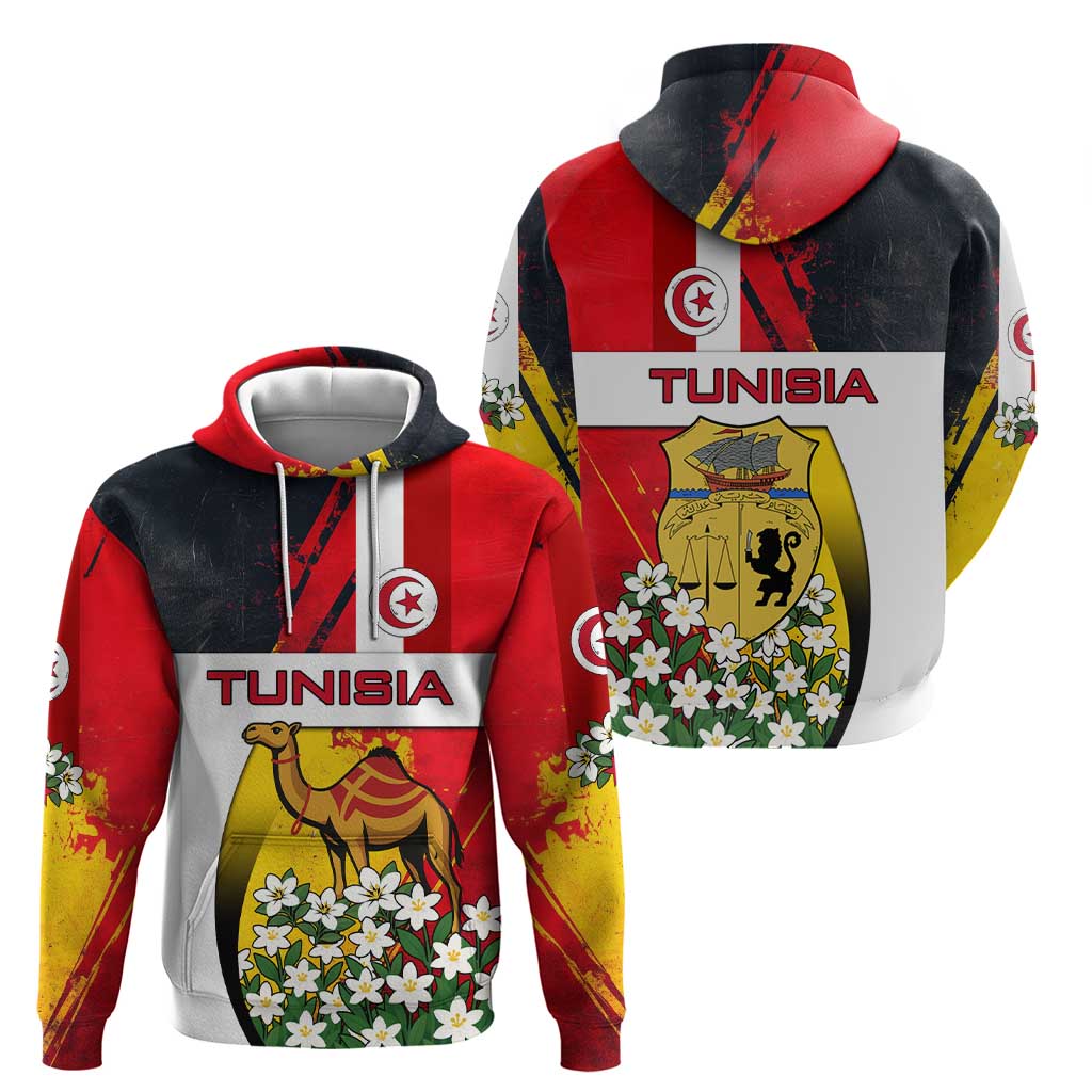 Tunisia Hoodie with Camel, Jasmine Flowers, and National Flag Design TS04