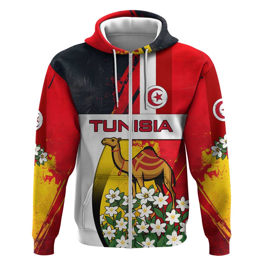 Tunisia Hoodie with Camel, Jasmine Flowers, and National Flag Design TS04
