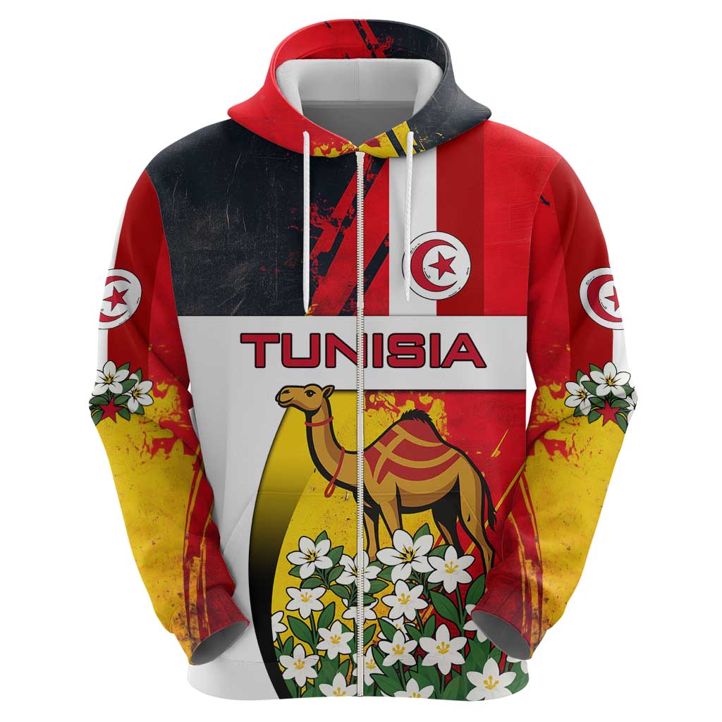 Tunisia Hoodie with Camel, Jasmine Flowers, and National Flag Design TS04