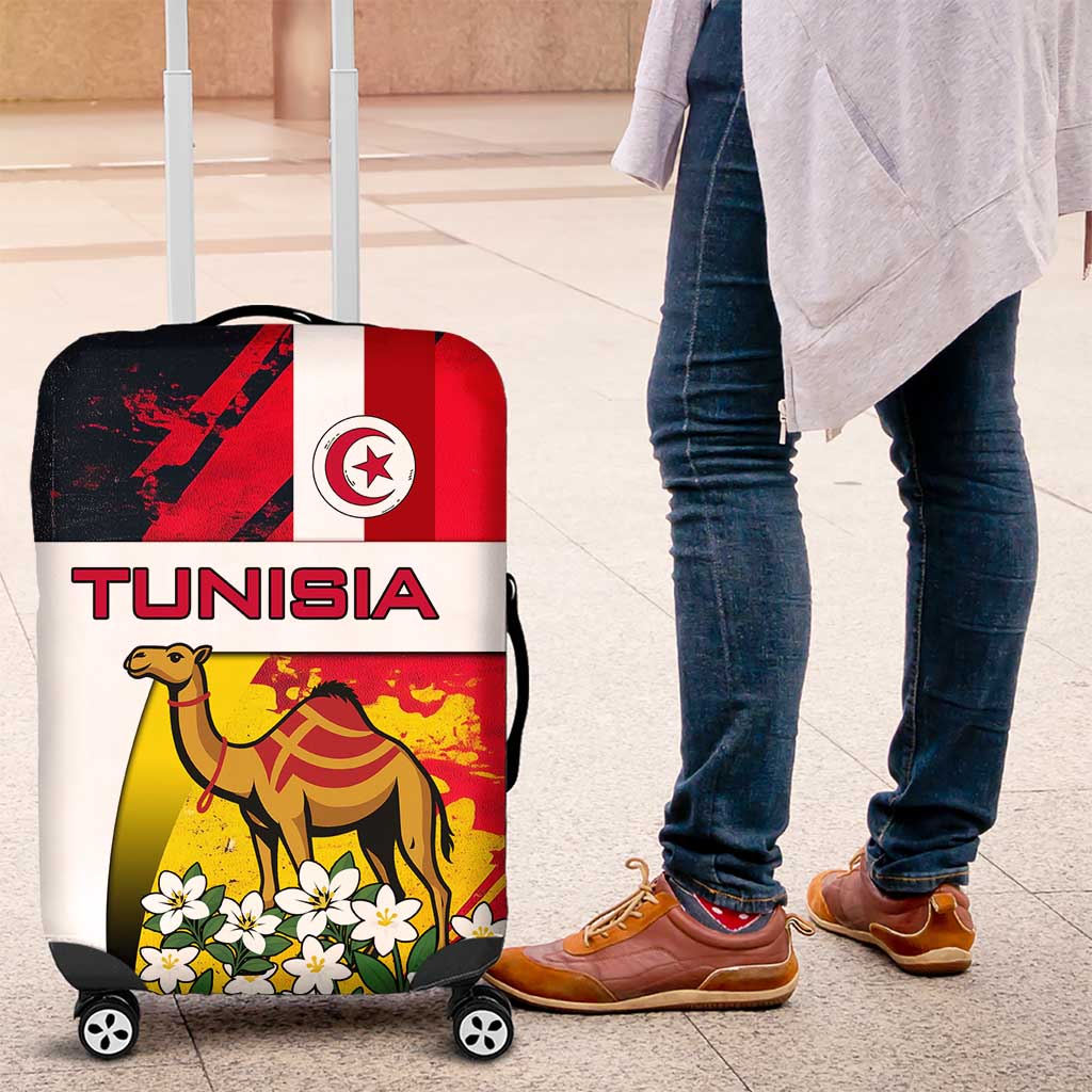 Tunisia Luggage Cover with Camel, Jasmine Flowers, and National Flag Design TS04