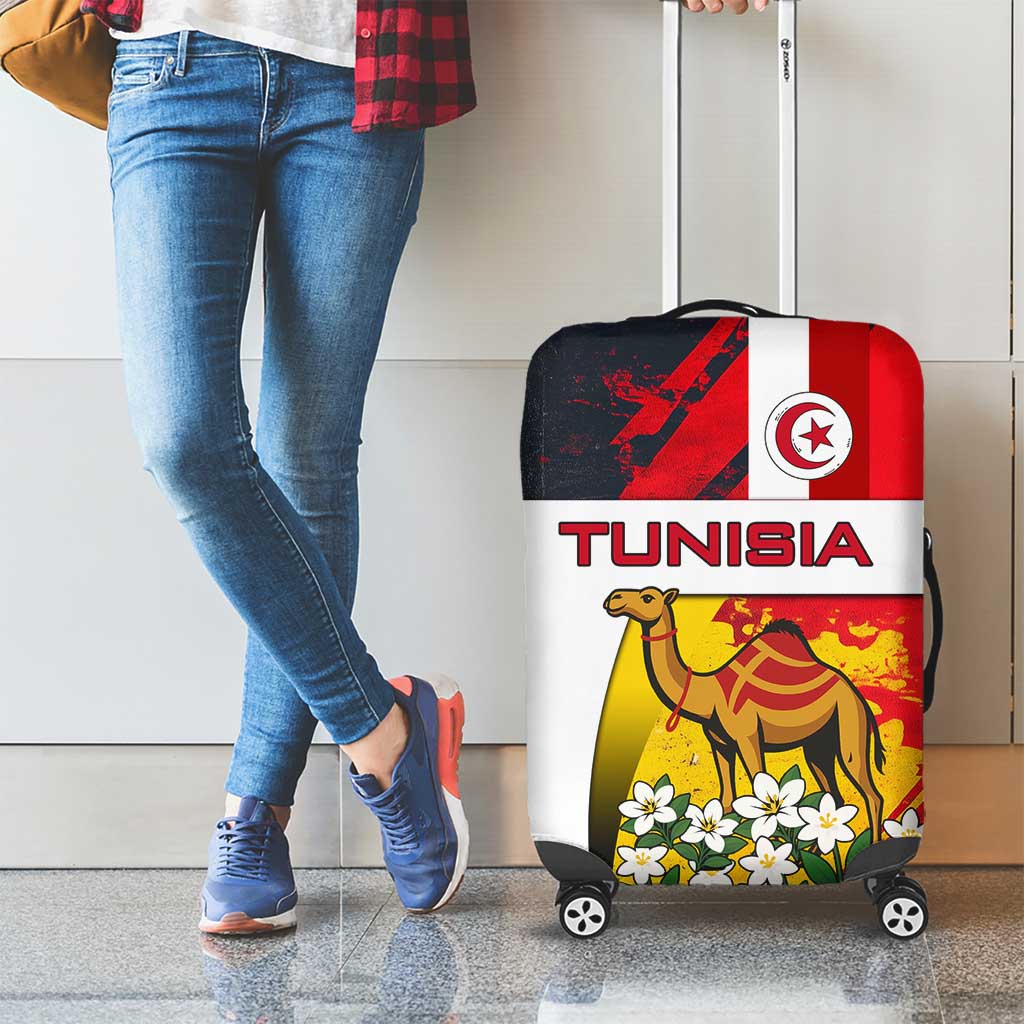 Tunisia Luggage Cover with Camel, Jasmine Flowers, and National Flag Design TS04
