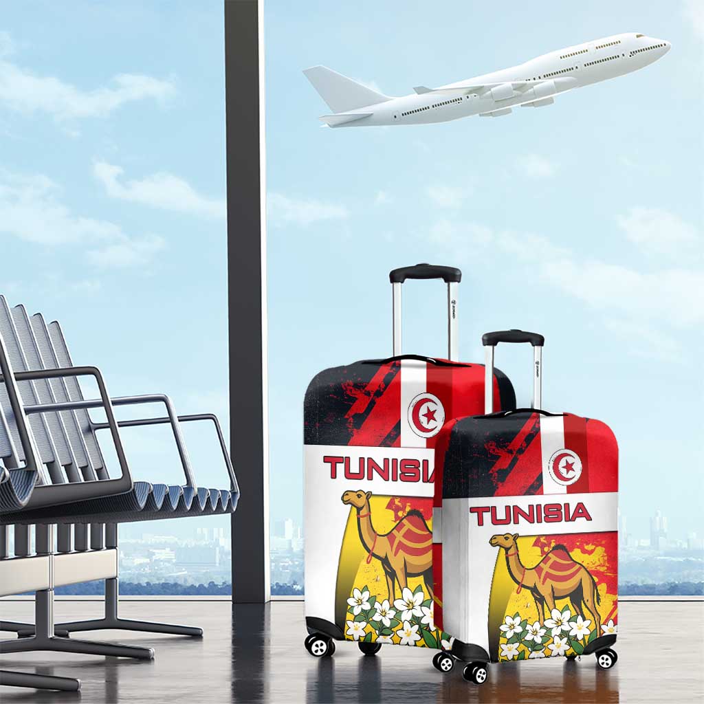 Tunisia Luggage Cover with Camel, Jasmine Flowers, and National Flag Design TS04