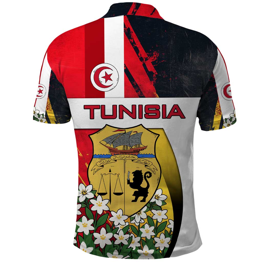 Tunisia Polo Shirt with Camel, Jasmine Flowers, and National Flag Design TS04