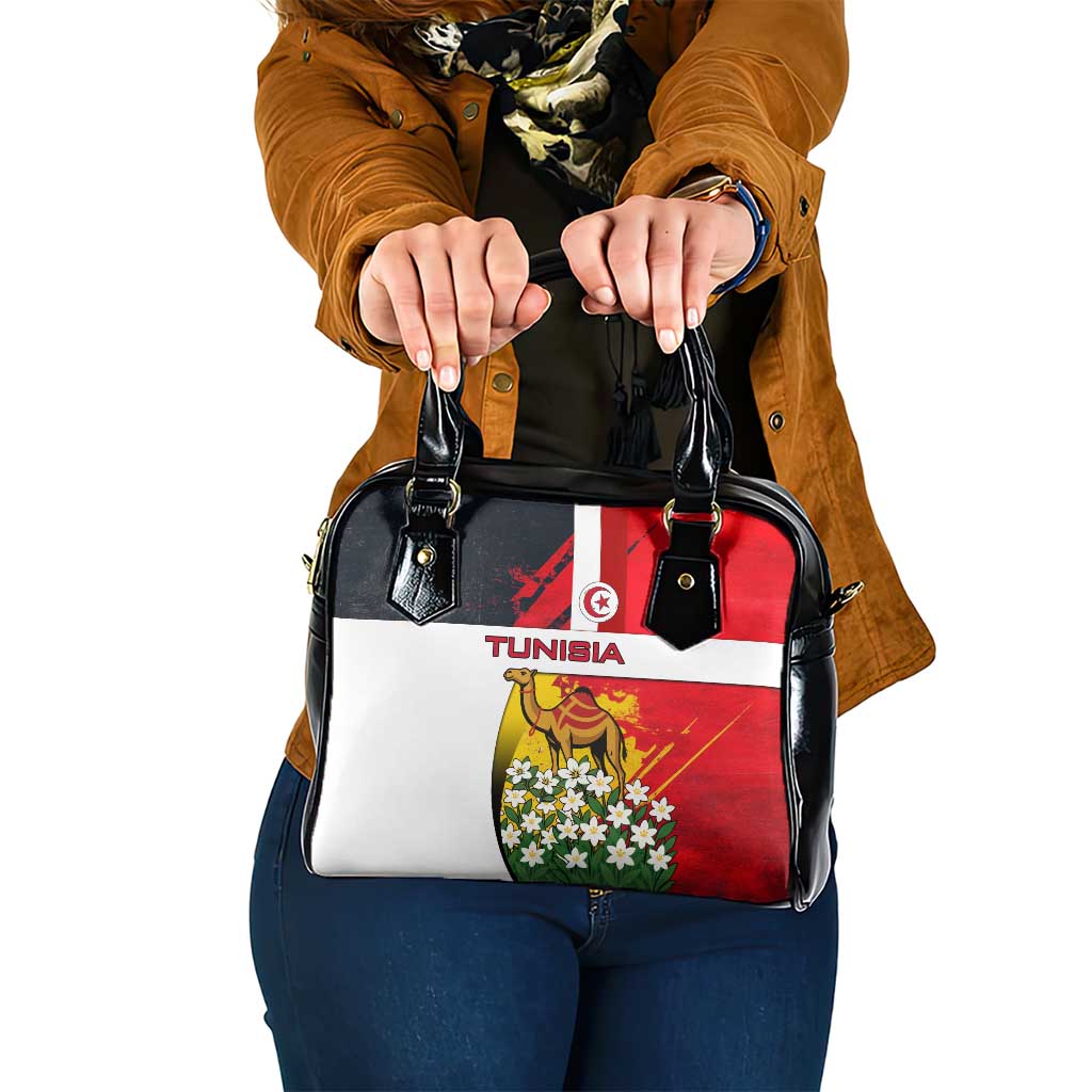 Tunisia Shoulder Handbag with Camel, Jasmine Flowers, and National Flag Design TS04