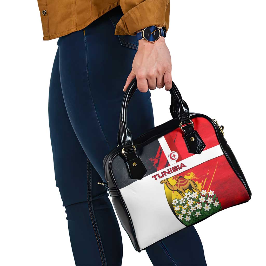 Tunisia Shoulder Handbag with Camel, Jasmine Flowers, and National Flag Design TS04