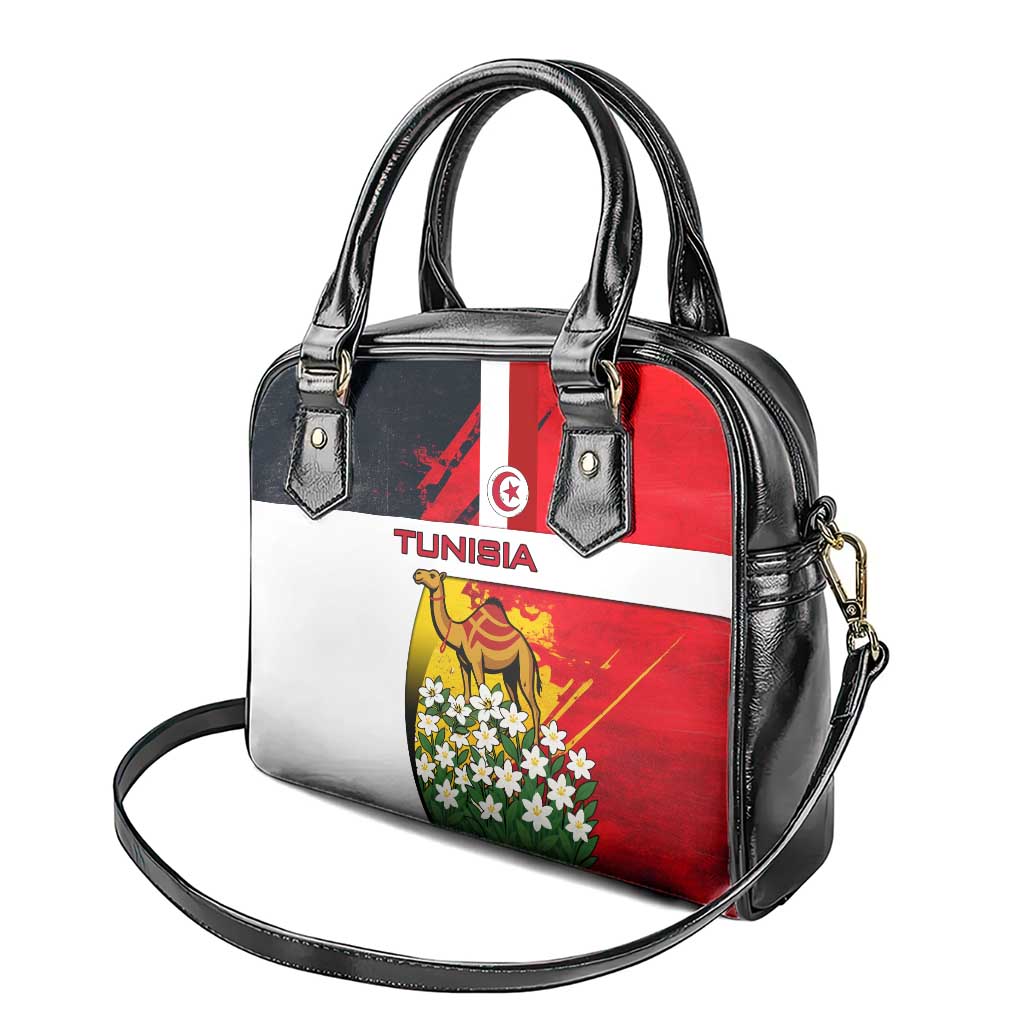 Tunisia Shoulder Handbag with Camel, Jasmine Flowers, and National Flag Design TS04