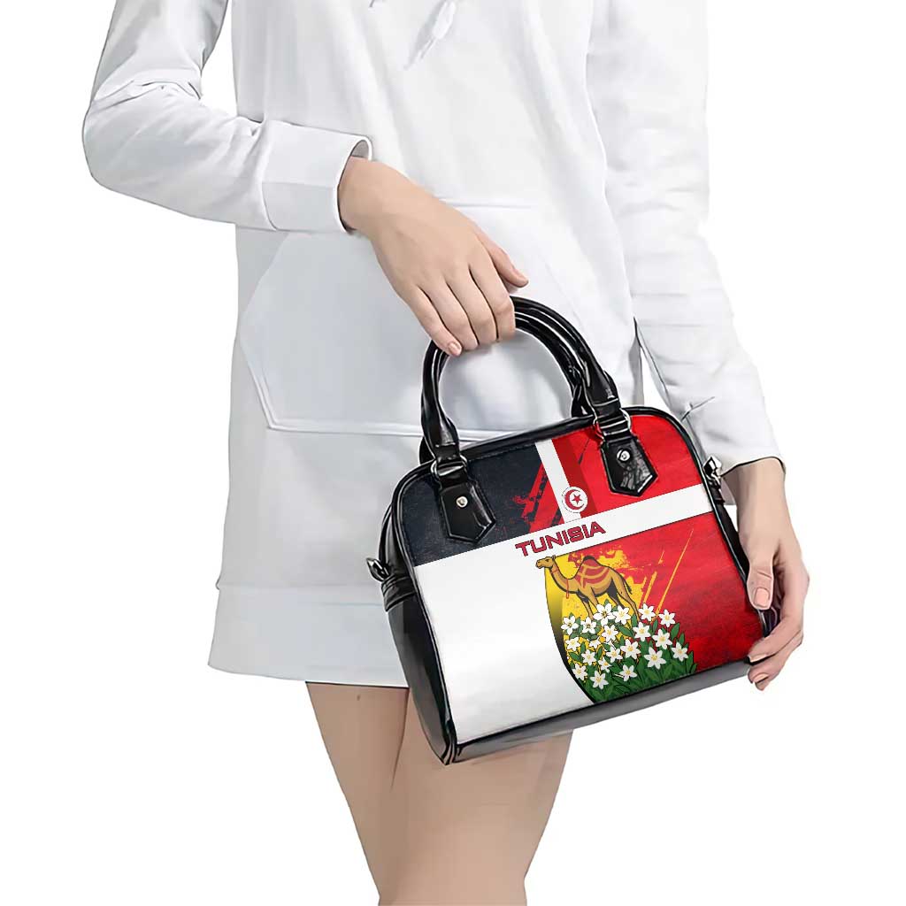 Tunisia Shoulder Handbag with Camel, Jasmine Flowers, and National Flag Design TS04
