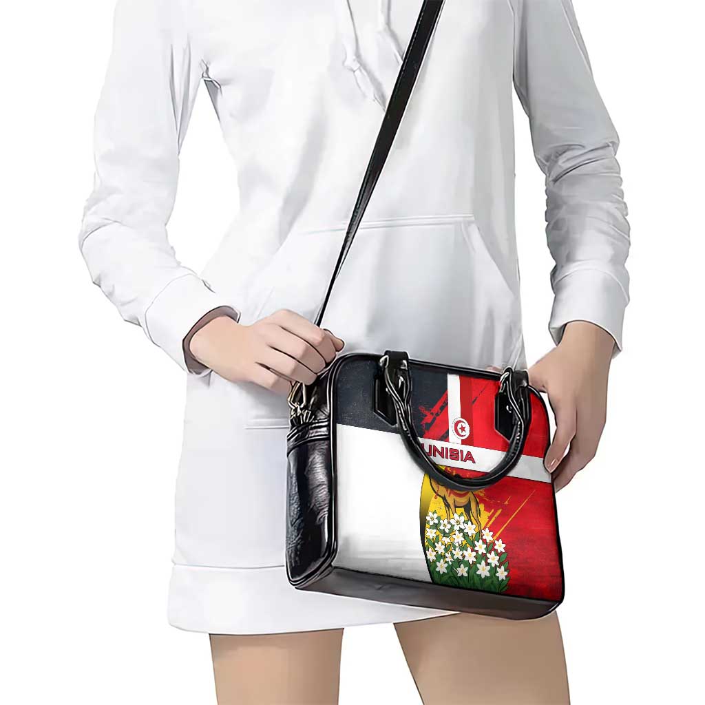 Tunisia Shoulder Handbag with Camel, Jasmine Flowers, and National Flag Design TS04