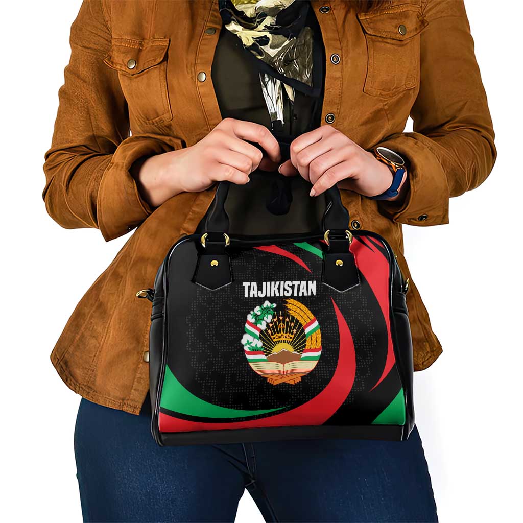Tajikistan National Emblem Shoulder Handbag with Black Red Green Tribal Pattern TS04