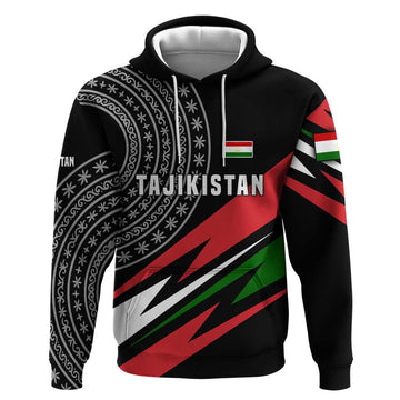 Tajikistan Marco Polo Sheep Hoodie with Black Red Green Tribal Flag Pattern TS04