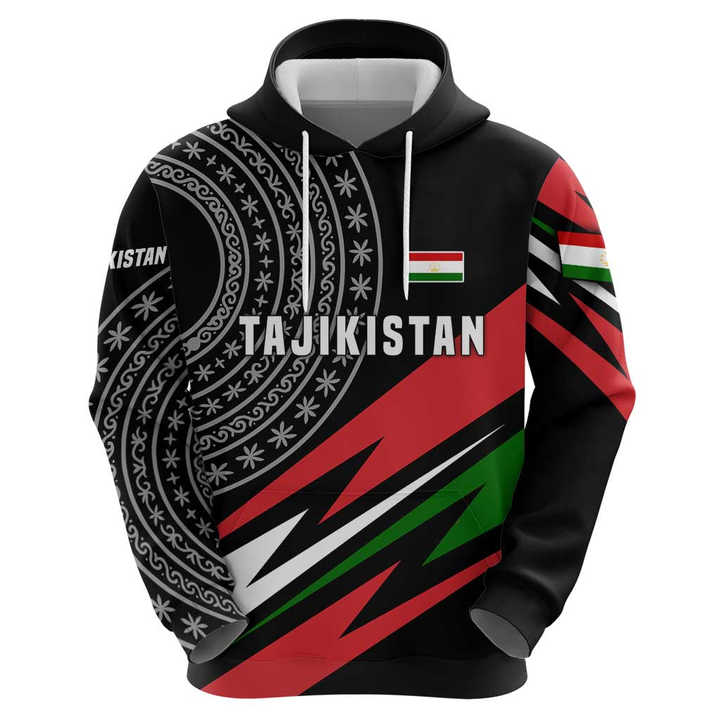 Tajikistan Marco Polo Sheep Hoodie with Black Red Green Tribal Flag Pattern TS04