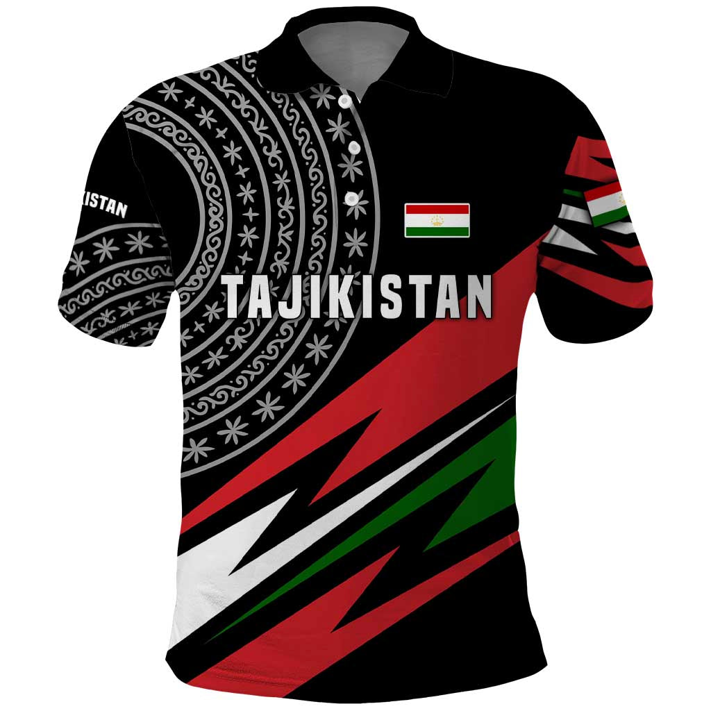 Tajikistan Marco Polo Sheep Polo Shirt with Black Red Green Tribal Flag Pattern TS04