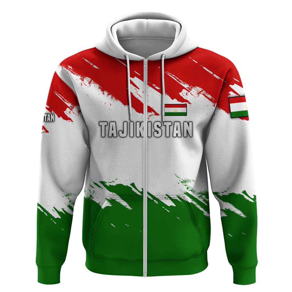 Tajikistan Hoodie Markhor with Red Green White Brushstroke Flag with Mountain Goat Design TS04