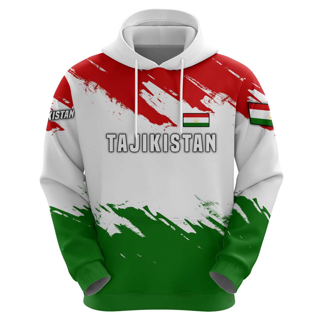 Tajikistan Hoodie Markhor with Red Green White Brushstroke Flag with Mountain Goat Design TS04
