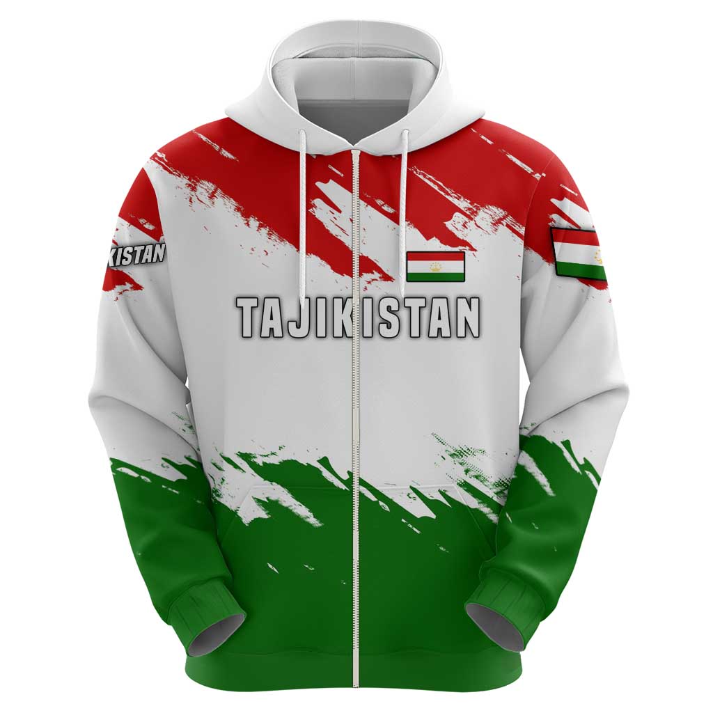 Tajikistan Hoodie Markhor with Red Green White Brushstroke Flag with Mountain Goat Design TS04