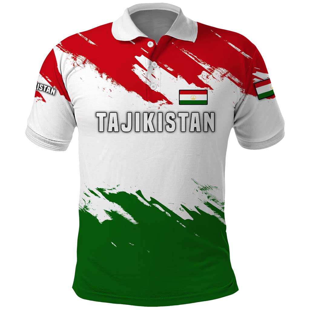 Tajikistan Polo Shirt Markhor with Red Green White Brushstroke Flag with Mountain Goat Design TS04
