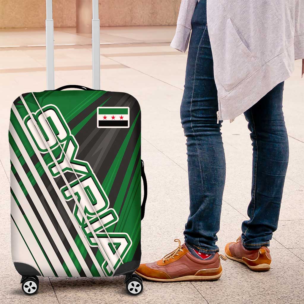 Modern Syria Flag Luggage Cover with Green and Black Diagonal Stripe Design TS04