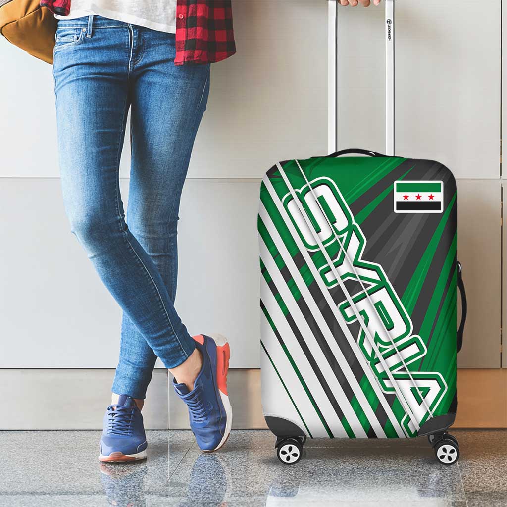 Modern Syria Flag Luggage Cover with Green and Black Diagonal Stripe Design TS04