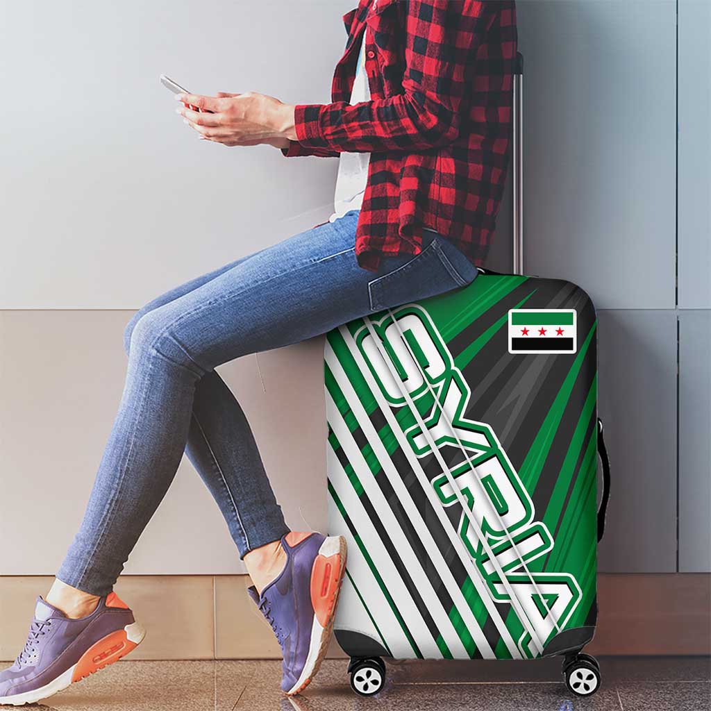 Modern Syria Flag Luggage Cover with Green and Black Diagonal Stripe Design TS04