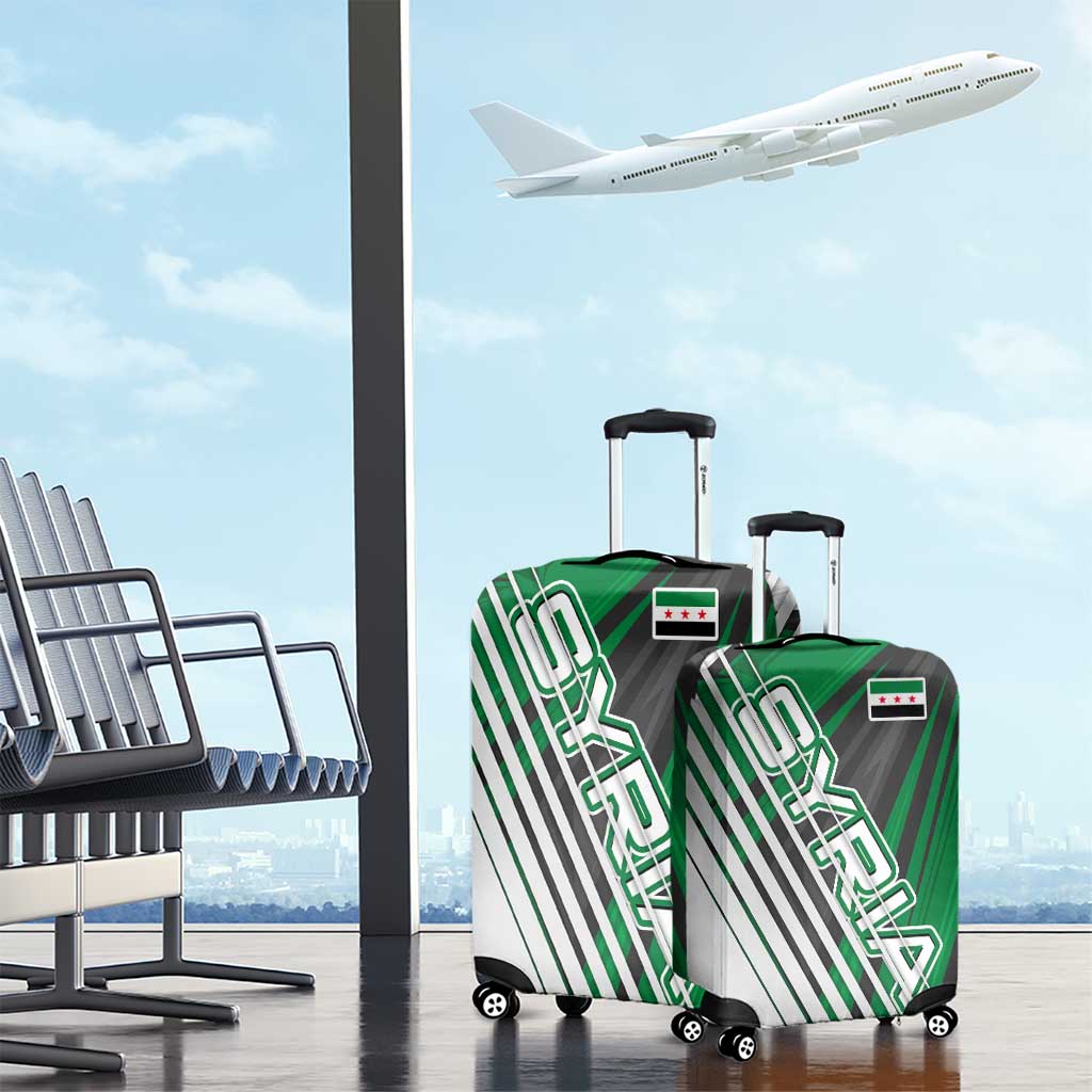 Modern Syria Flag Luggage Cover with Green and Black Diagonal Stripe Design TS04