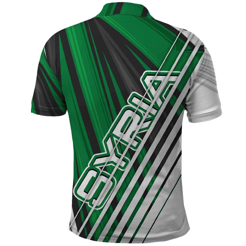 Modern Syria Flag Polo Shirt with Green and Black Diagonal Stripe Design TS04