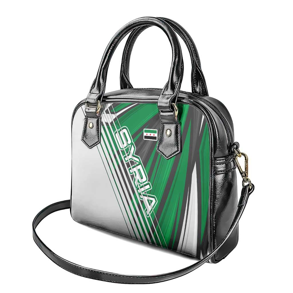 Modern Syria Flag Shoulder Handbag with Green and Black Diagonal Stripe Design TS04