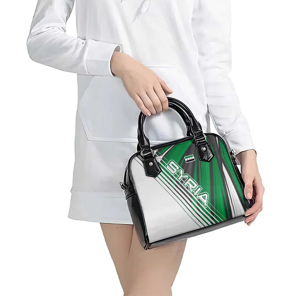 Modern Syria Flag Shoulder Handbag with Green and Black Diagonal Stripe Design TS04