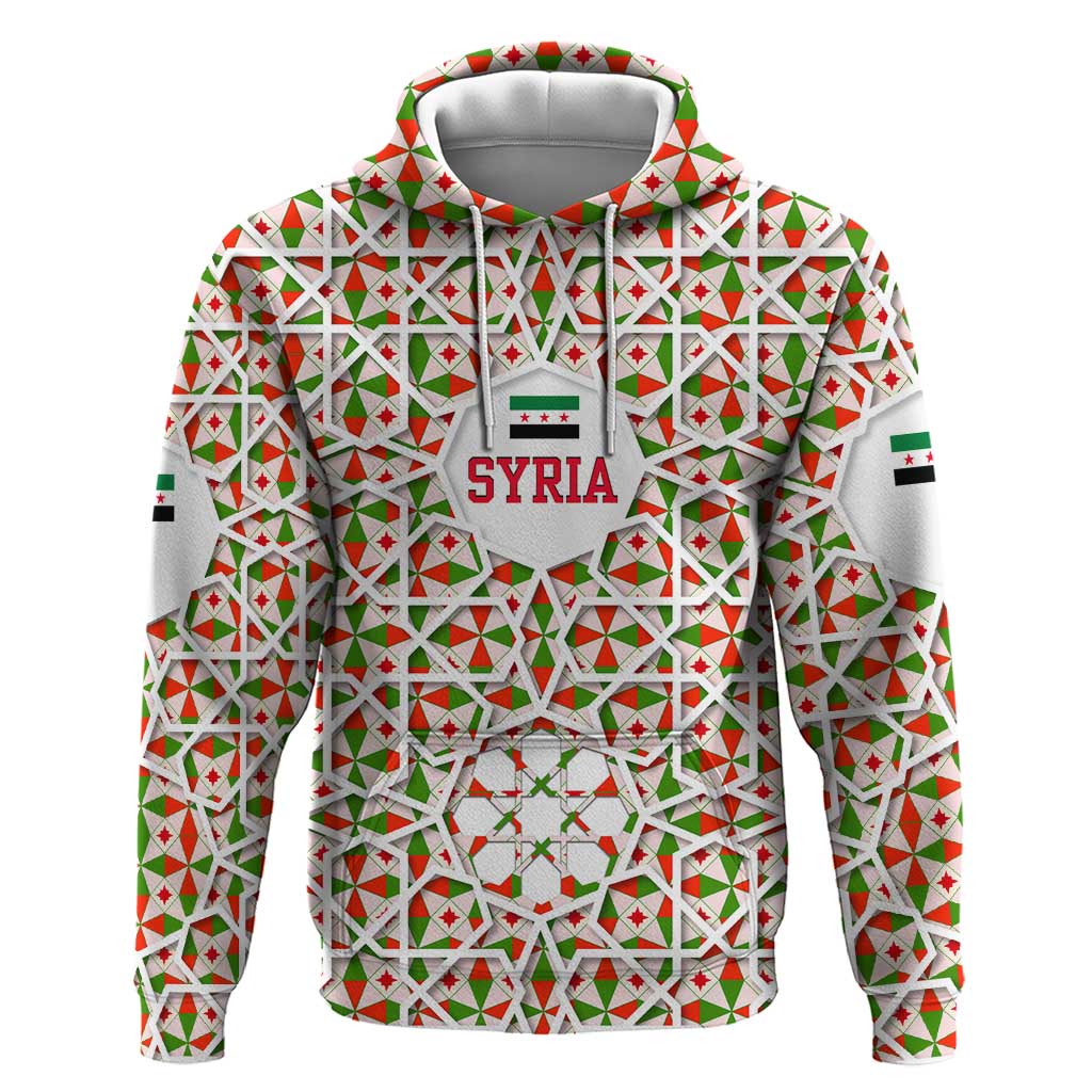 Syria Geometric Pattern Hoodie with Traditional Arab Tile Motif and Flag Emblem TS04
