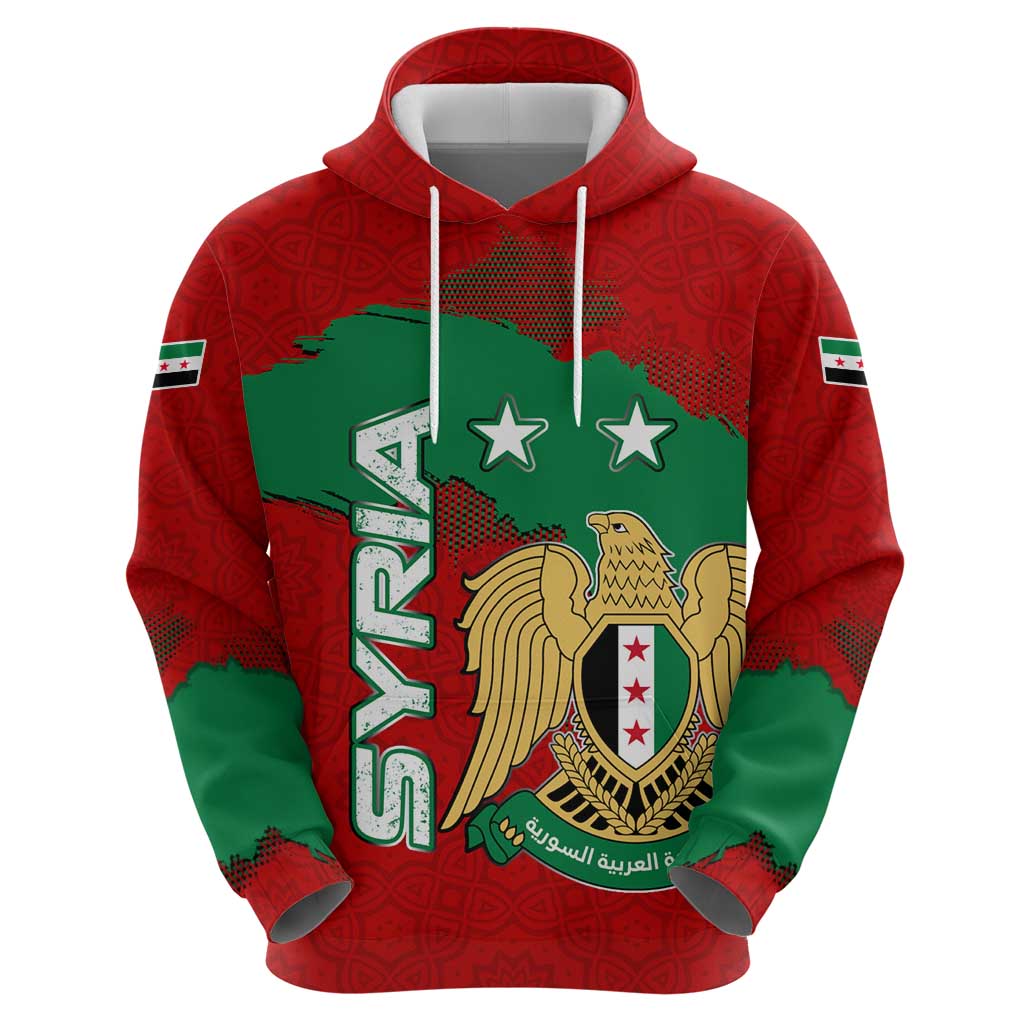 Syria National Emblem Hoodie with Map and Flag Pattern TS04