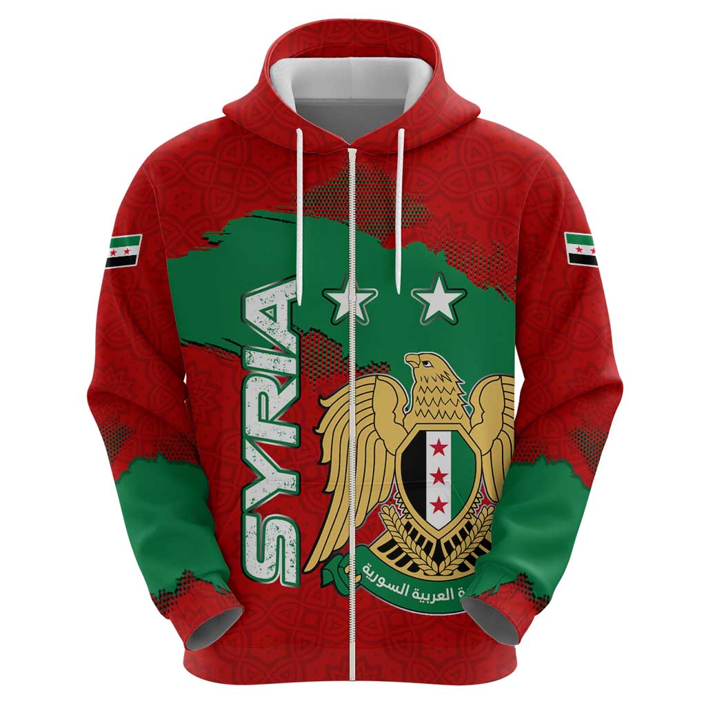 Syria National Emblem Hoodie with Map and Flag Pattern TS04