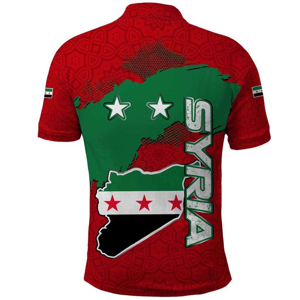 Syria National Emblem Polo Shirt with Map and Flag Pattern TS04