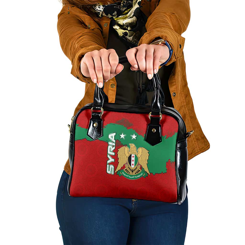 Syria National Emblem Shoulder Handbag with Map and Flag Pattern TS04