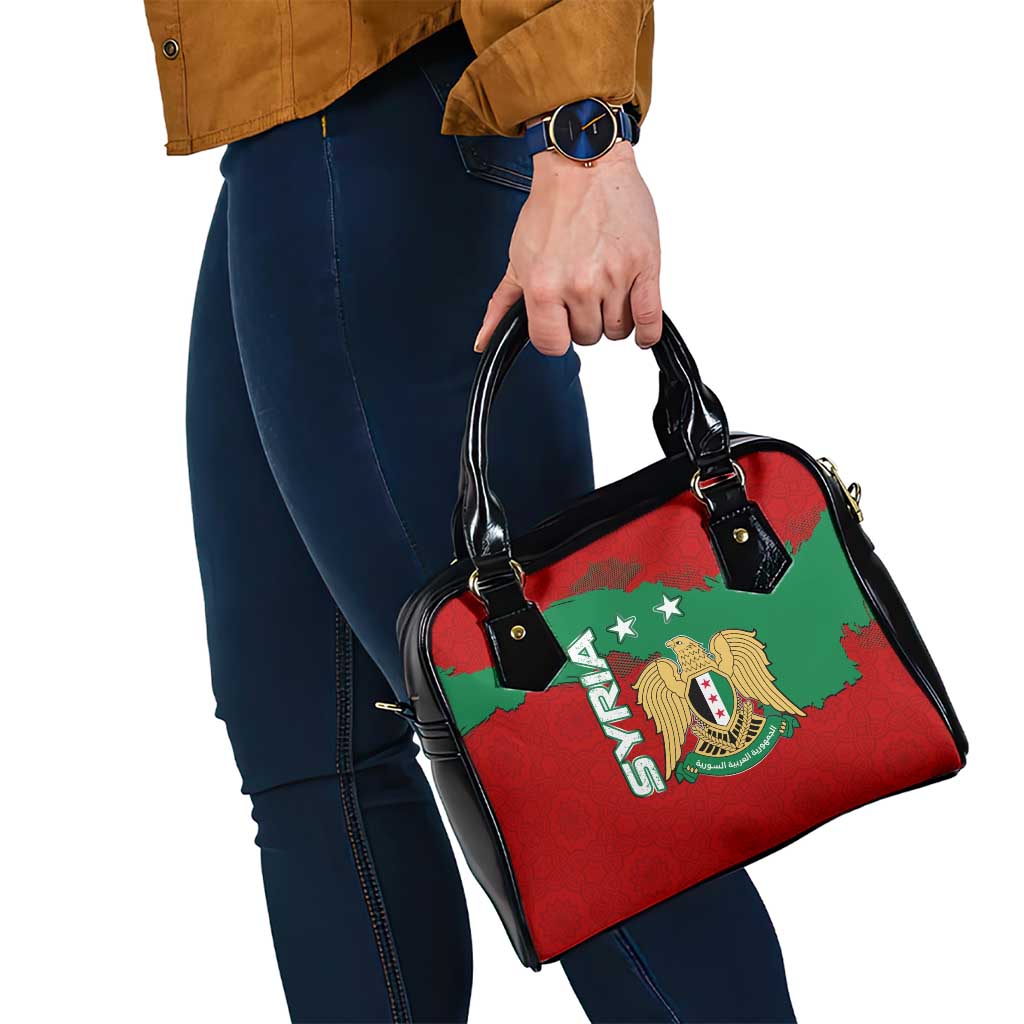 Syria National Emblem Shoulder Handbag with Map and Flag Pattern TS04