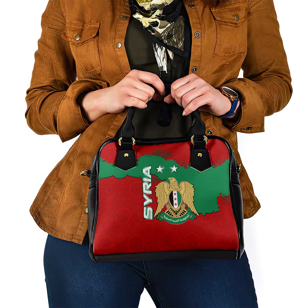 Syria National Emblem Shoulder Handbag with Map and Flag Pattern TS04
