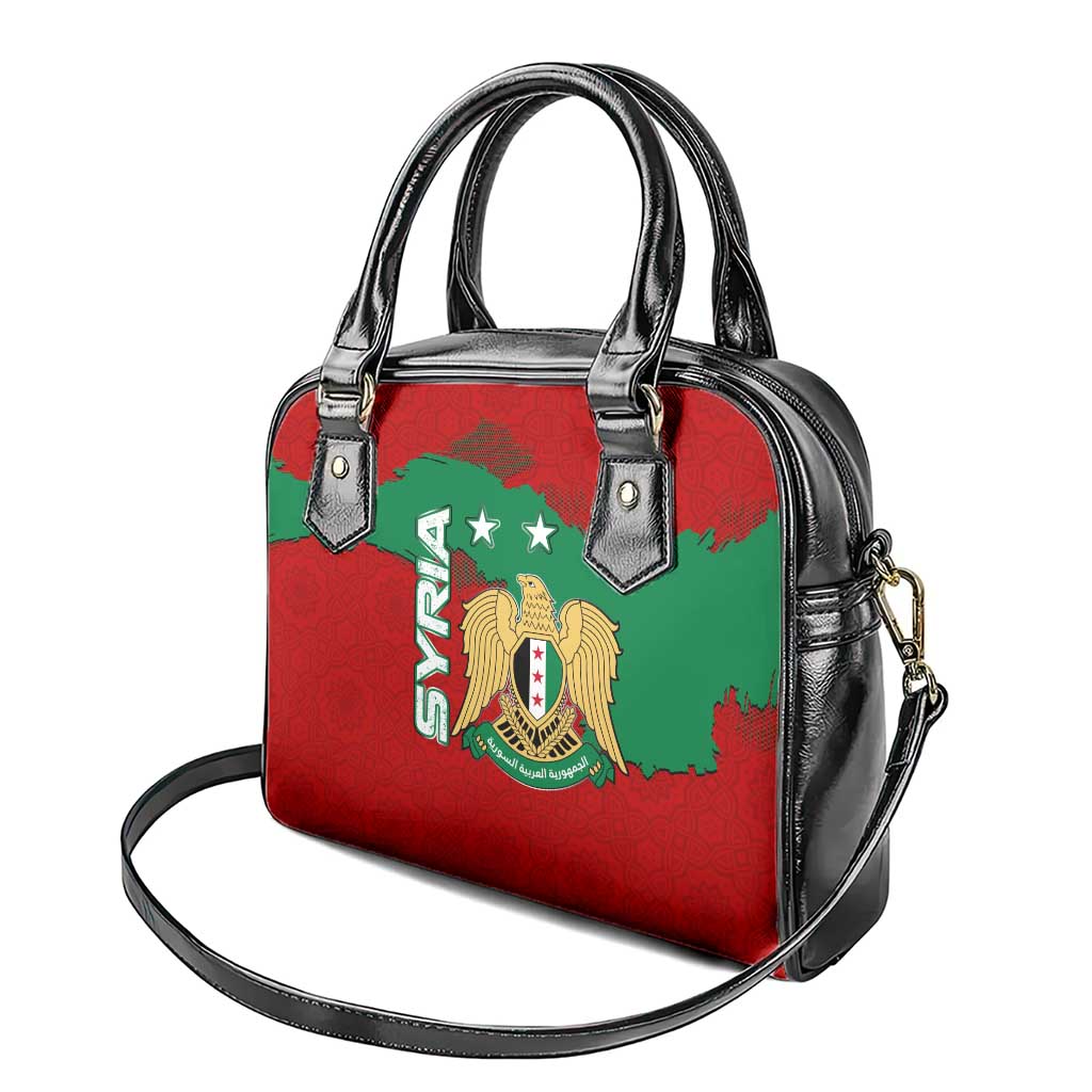 Syria National Emblem Shoulder Handbag with Map and Flag Pattern TS04
