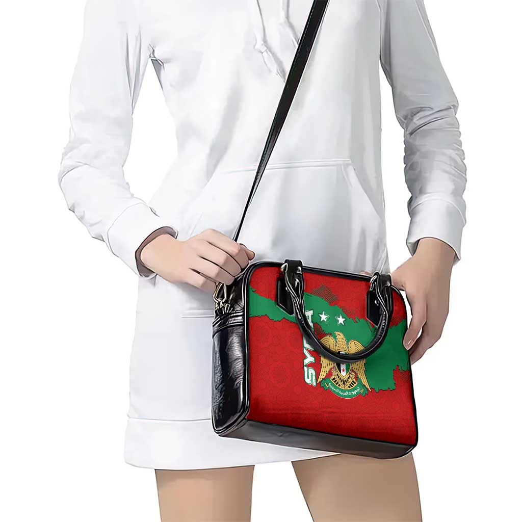 Syria National Emblem Shoulder Handbag with Map and Flag Pattern TS04