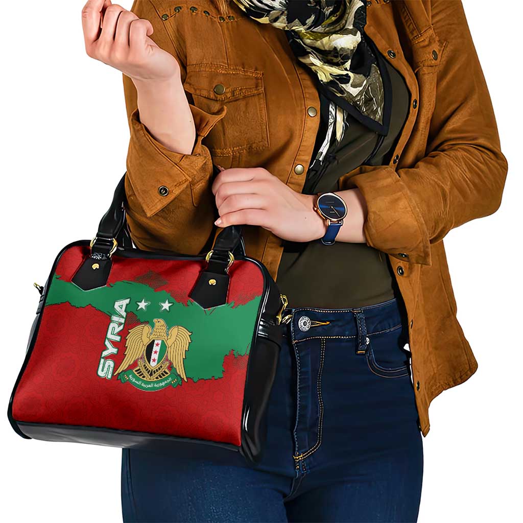 Syria National Emblem Shoulder Handbag with Map and Flag Pattern TS04