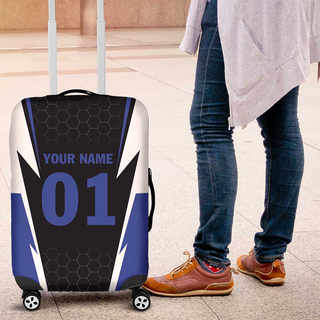 Personalized Bass Fishing Luggage Cover Jumping Fish and Blue White Lightning Pattern Design TS04