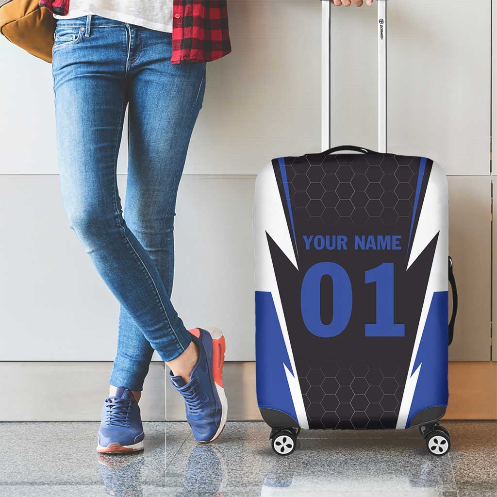 Personalized Bass Fishing Luggage Cover Jumping Fish and Blue White Lightning Pattern Design TS04