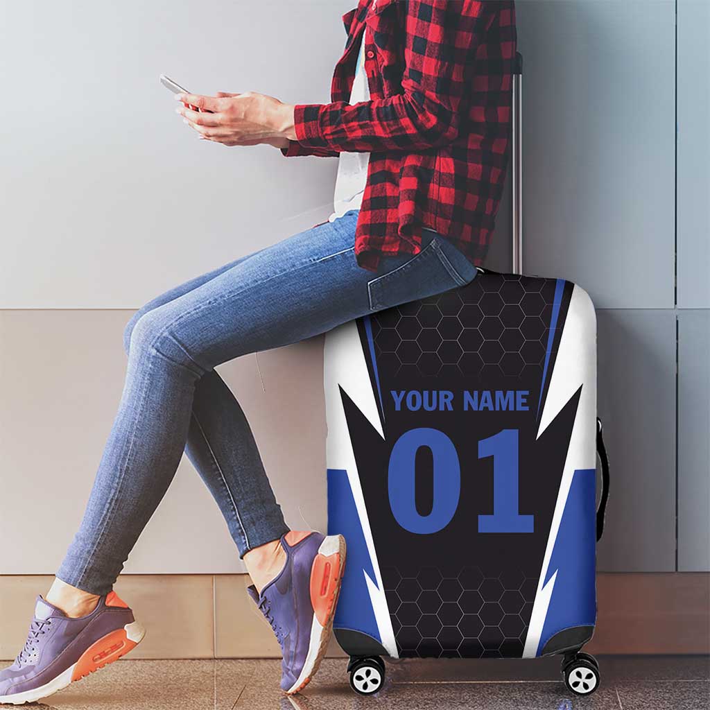 Personalized Bass Fishing Luggage Cover Jumping Fish and Blue White Lightning Pattern Design TS04
