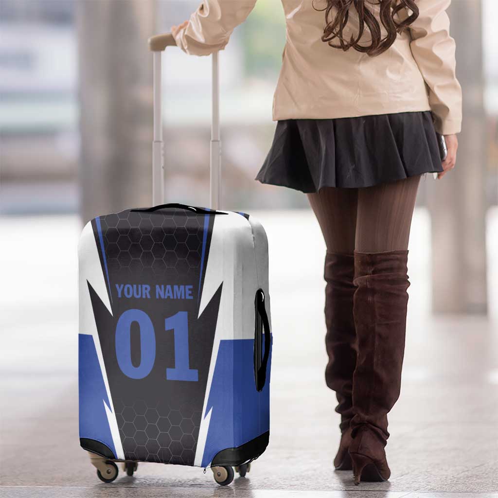 Personalized Bass Fishing Luggage Cover Jumping Fish and Blue White Lightning Pattern Design TS04