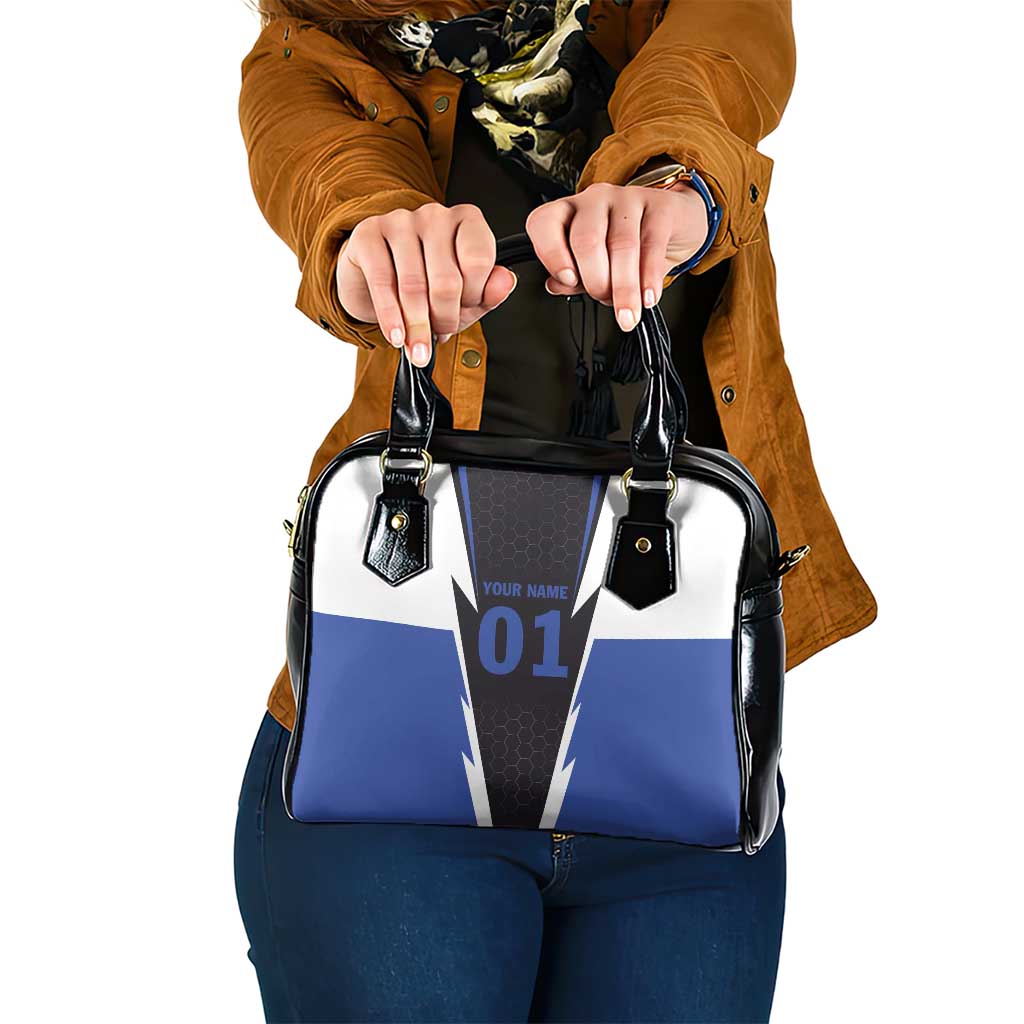 Personalized Bass Fishing Shoulder Handbag Jumping Fish and Blue White Lightning Pattern Design TS04