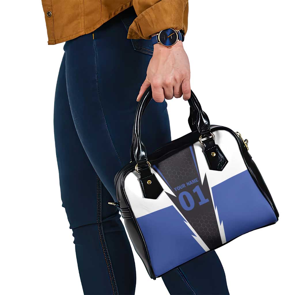 Personalized Bass Fishing Shoulder Handbag Jumping Fish and Blue White Lightning Pattern Design TS04